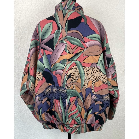 MARI + FÄTOU • Ayah Cats and Leaves Print Oversized Bomber Jacket, S/M - Picture 5 of 16